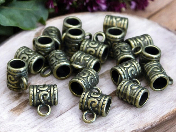 Charm Hanger - Metal Bails - Bronze Bails - Bails For Jewelry - Jewelry Bail - Metal Findings - 9x7mm - 20pcs - (B164)