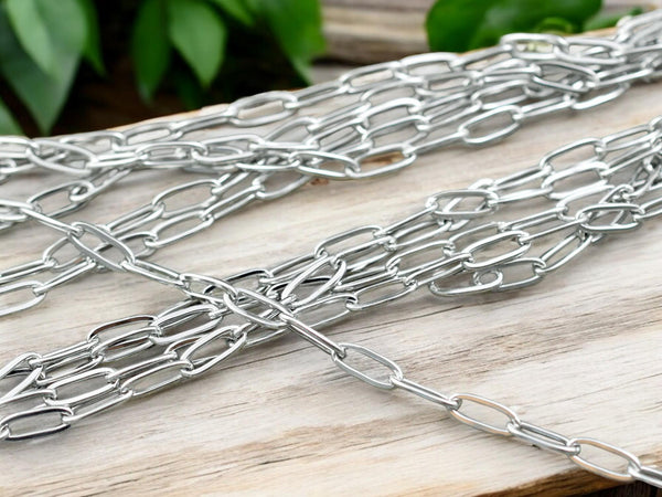 10x4mm 304 Stainless Steel Paperclip Chain -- Sold by the foot