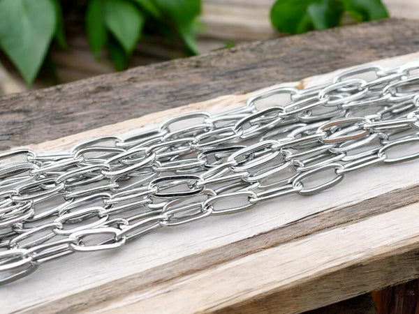 10x4mm 304 Stainless Steel Paperclip Chain -- Sold by the foot