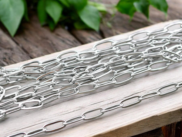 10x4mm 304 Stainless Steel Paperclip Chain -- Sold by the foot