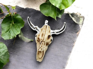 Bohemian Pendant - Cow Pendant - Bull Pendant - Boho Pendant - Metal Pendant - Silver Pendant - 50x47x15mm - (B672)