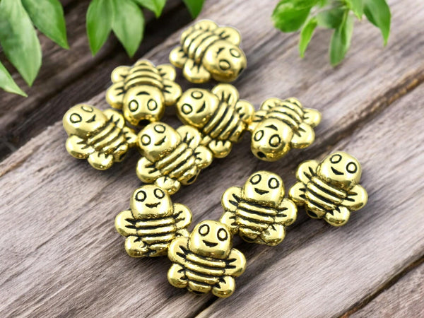 *20* 9mm Antique Gold Bee Beads