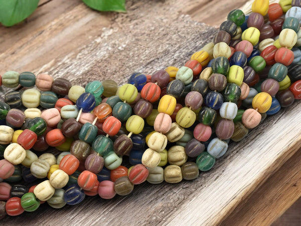 Indonesian Glass Beads - Melon Beads - Pompeii Beads - Java Beads - Recycled Glass Beads - 24" Strand - (J23)