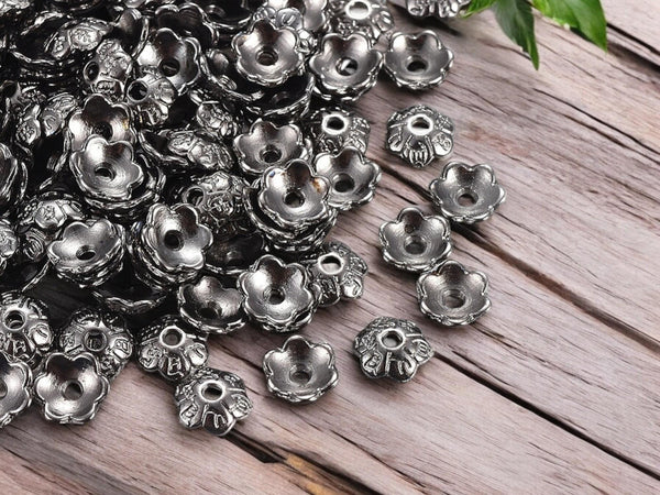 Bead Caps - Gunmetal Bead Cap - Flower Bead Caps - 6mm Bead Caps - Metal Bead Caps - Metal Beads - Bead Findings - 250pcs - (5154)