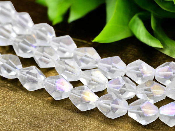 *4* 14x16mm Crystal AB Gemcut Bicone Beads