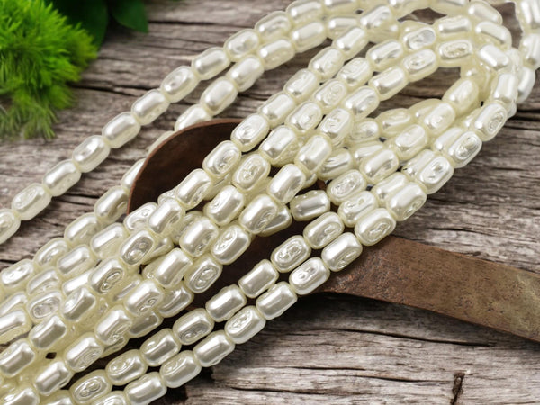 Czech Glass White Pearl Baroque Oval Beads -- Choose Your Size