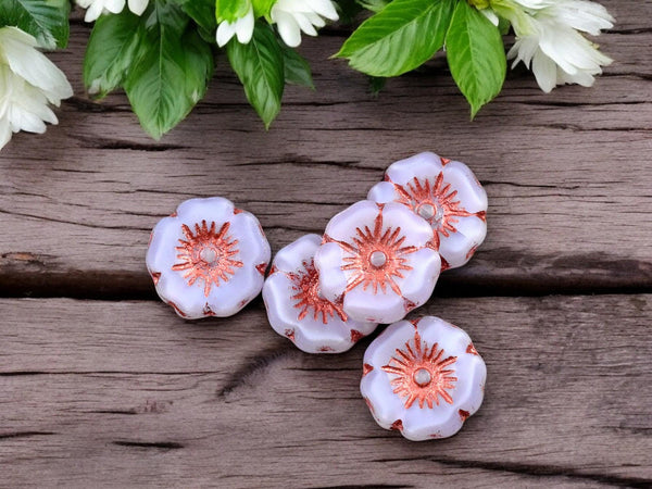 *12* 12mm Copper Washed Lavender Purple Silk Hawaiian Flower Beads