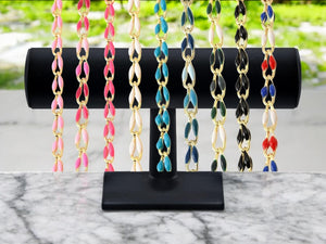 Enamel Chain - Curb Chain - Brass Chain - Chain By The Foot - Colored Chain - 7x3mm - Choose Your Color