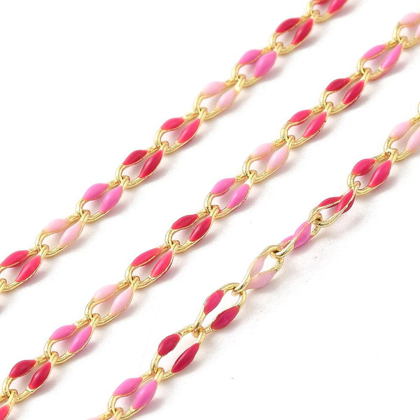 Enamel Chain - Curb Chain - Brass Chain - Chain By The Foot - Colored Chain - 7x3mm - Choose Your Color