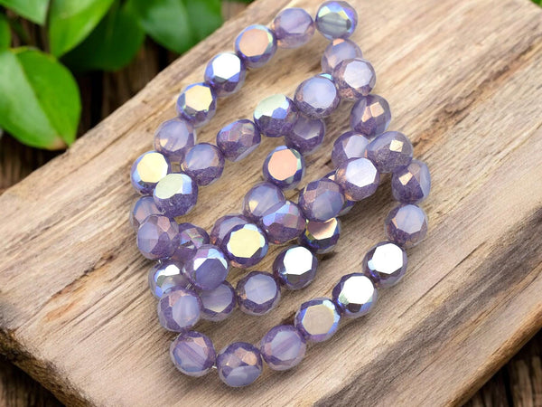 Czech Glass Beads - Round Beads - Table Cut Beads - Fire Polish Beads - Picasso Beads - 8mm - 15pcs - (414)