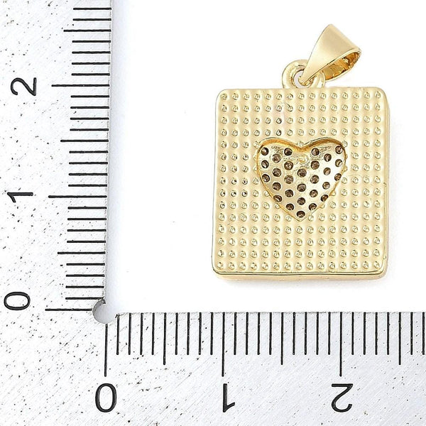 Gold Pendants - Metal Pendants - Rhinestone Pendant - Micro Pave - Cubic Zirzonia - 20x16mm - (1357)