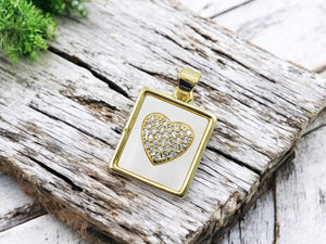 Gold Pendants - Metal Pendants - Rhinestone Pendant - Micro Pave - Cubic Zirzonia - 20x16mm - (1357)