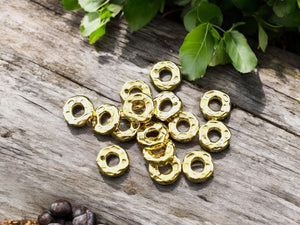 Metal Beads - Metal Spacers - Hammered Gold Spacer Beads - Rondelle Spacers - Gold Spacers - 15pcs - Choose Your Size