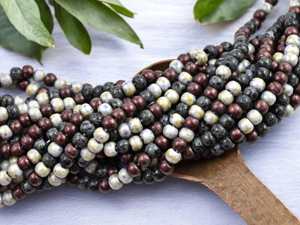 Aged Picasso Beads - Seed Bead Mix - Size 4 Seed Beads - Picasso Seed Beads - Czech Glass Beads - 4/0 - 5mm - 19" Strand - (3611)