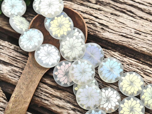 Dahlia Flower Beads - Czech Glass Beads - Laser Etched Beads - Tattoo Beads - 17mm - 8pcs - (A645)