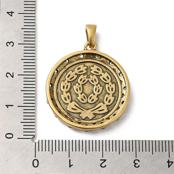 Roman Coin Pendants - Metal Pendants - Rhinestone Pendant - Micro Pave - Cubic Zirzonia - 29x27mm - (5576)