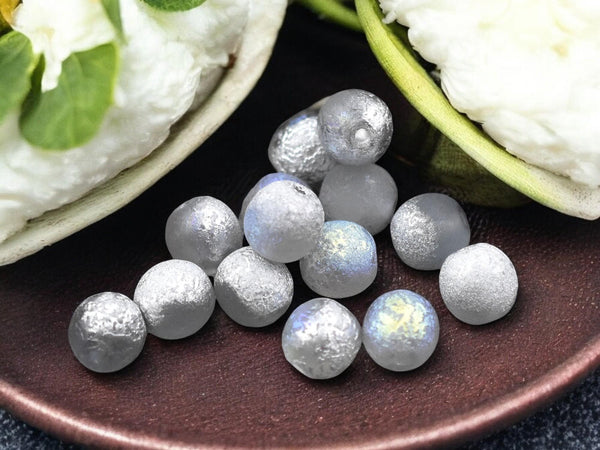 *20* 8mm Etched Silver Rainbow Frosted Crystal Round Druk Beads