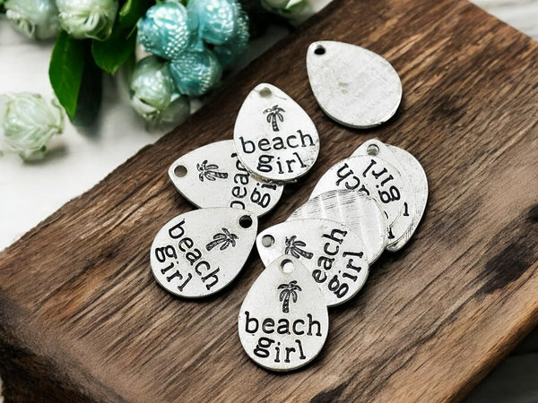 *10* 20x15mm Antique Silver "Beach Girl" Charms