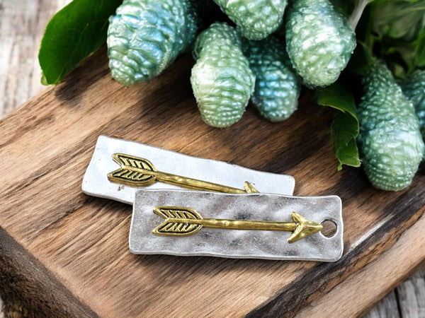 *5* 39x12mm Antique Silver/Gold Rectangle Arrow Pendants