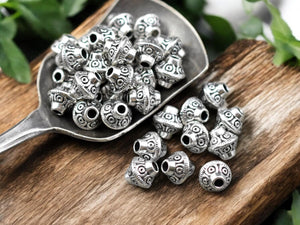 *100* 6mm Antique Silver Bicone Spacer Beads