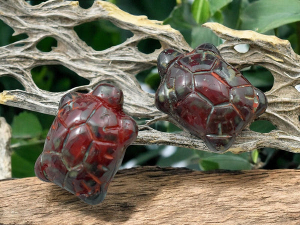 *4* 19x14mm Opaque Red Travertine Turtle Beads