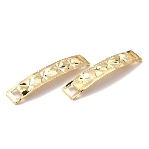 Bracelet Bar - Curved Bracelet Connector - Gold Connectors - 35x6mm - 2pcs - (1775)