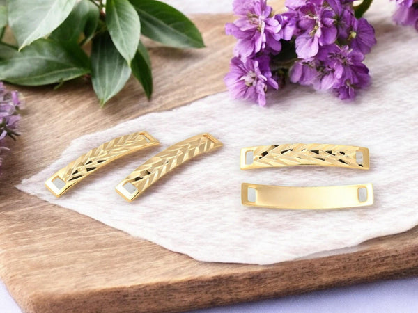 Bracelet Bar - Curved Bracelet Connector - Gold Connectors - 35x6mm - 2pcs - (3593)