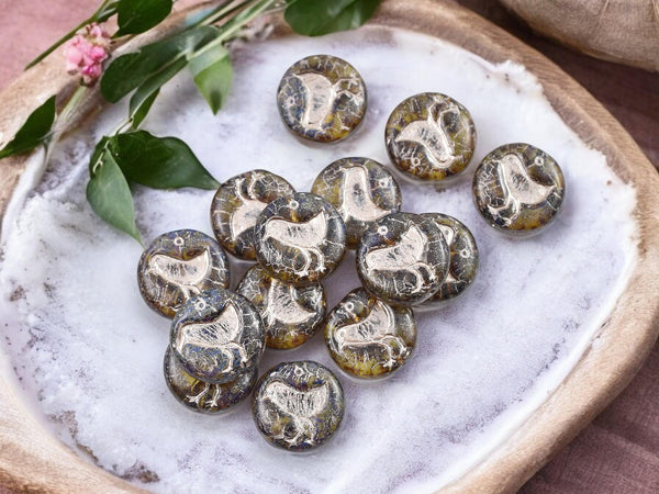 Picasso Beads - Czech Glass Beads - Bee Beads - Bumble Bee - Czech Glass Bee Coin - 12mm - 12pcs - (2618)