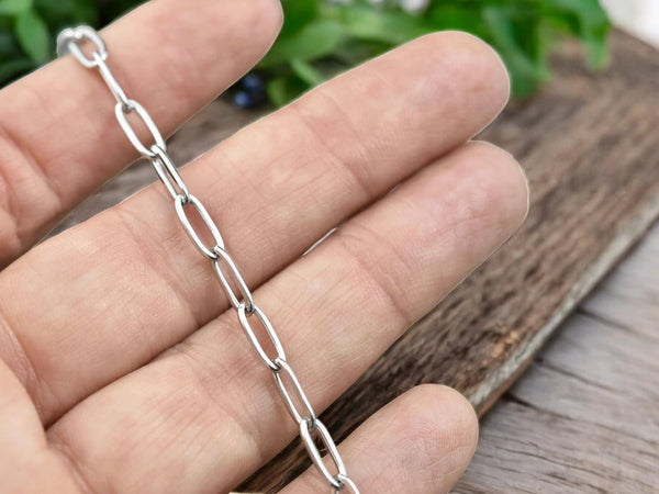 10x4mm 304 Stainless Steel Paperclip Chain -- Sold by the foot