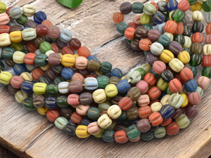 Indonesian Glass Beads - Melon Beads - Pompeii Beads - Java Beads - Recycled Glass Beads - 24