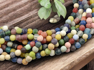 Indonesian Glass Beads - Mixed Beads - Pompeii Beads - Java Beads - Recycled Glass Beads - 24