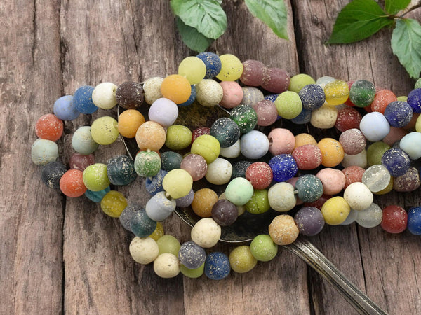 Indonesian Glass Beads - Mixed Beads - Pompeii Beads - Java Beads - Recycled Glass Beads - 24" Strand - (J22)