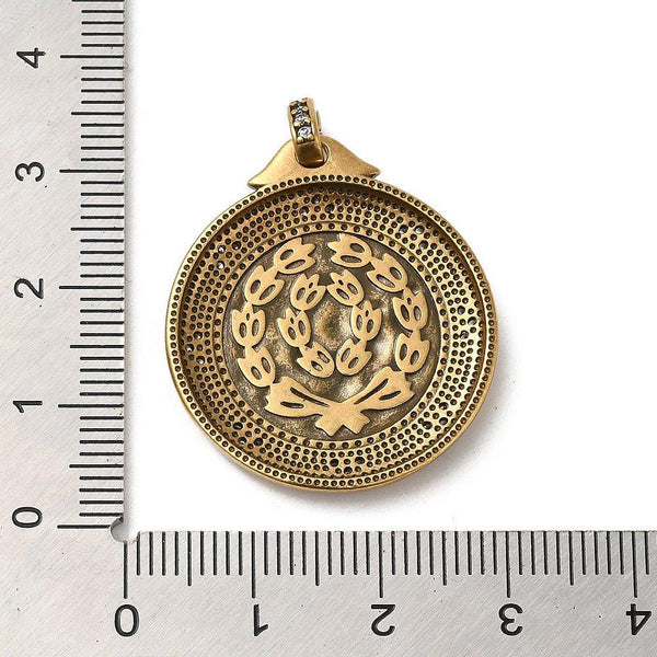 Roman Coin Pendants - Metal Pendants - Rhinestone Pendant - Micro Pave - Cubic Zirzonia - 29x27mm - (2833)