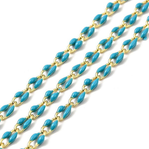 Enamel Chain - Curb Chain - Brass Chain - Chain By The Foot - Colored Chain - 7x3mm - Choose Your Color