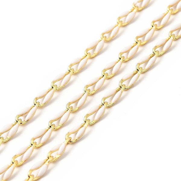 Enamel Chain - Curb Chain - Brass Chain - Chain By The Foot - Colored Chain - 7x3mm - Choose Your Color