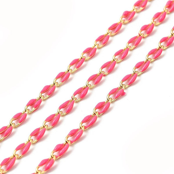 Enamel Chain - Curb Chain - Brass Chain - Chain By The Foot - Colored Chain - 7x3mm - Choose Your Color