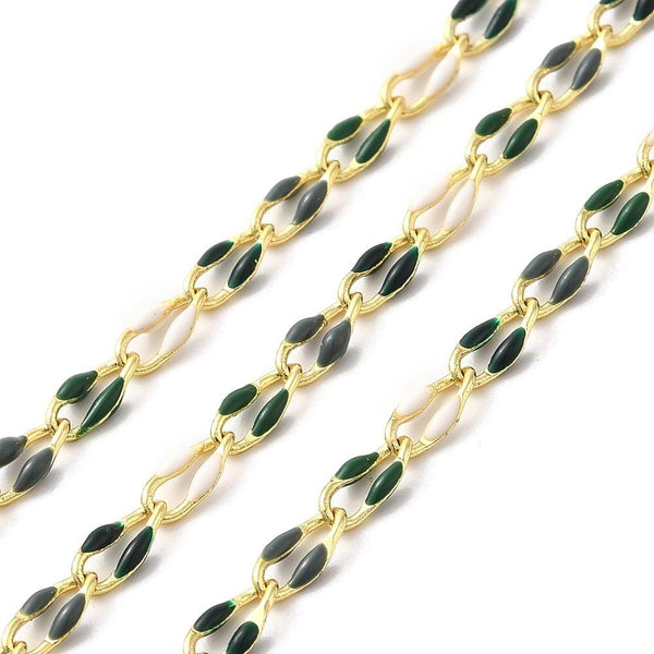 Enamel Chain - Curb Chain - Brass Chain - Chain By The Foot - Colored Chain - 7x3mm - Choose Your Color