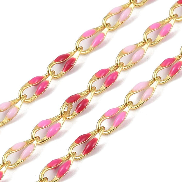 Enamel Chain - Curb Chain - Brass Chain - Chain By The Foot - Colored Chain - 9x4mm - Choose Your Color