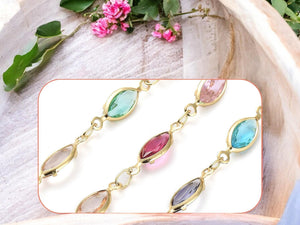 Beaded Chain - Colorful Chain - Brass Chain - Chain By The Foot - Colored Chain - 14x4.5x1.8mm - (CH4A)