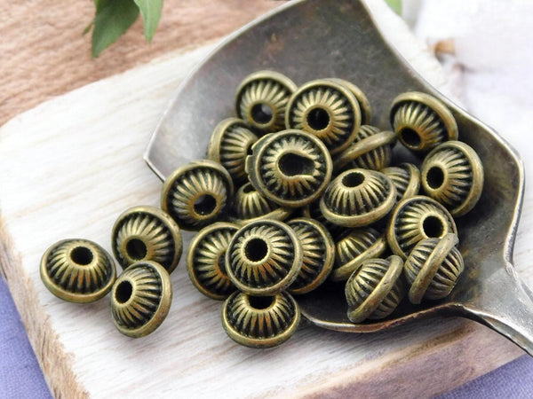 5x7mm Antique Bronze Bicone Spacer Beads