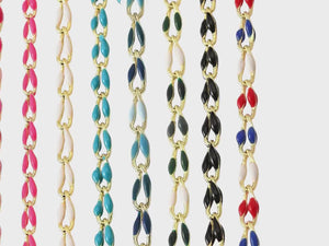 Enamel Chain - Curb Chain - Brass Chain - Chain By The Foot - Colored Chain - 7x3mm - Choose Your Color