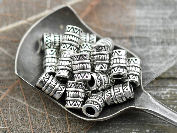 *50* 5x7mm Antique Silver Drum Beads