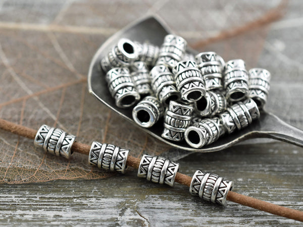 *50* 5x7mm Antique Silver Drum Beads