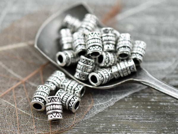 *50* 5x7mm Antique Silver Drum Beads