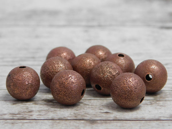 Antique Copper Stardust Round Beads -- Choose Your Size