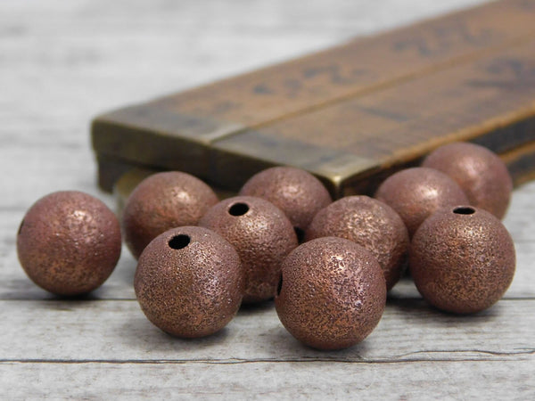 Antique Copper Stardust Round Beads -- Choose Your Size