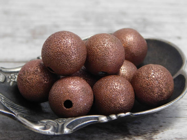 Antique Copper Stardust Round Beads -- Choose Your Size