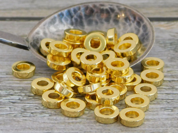 Metal Spacers - Gold Spacer Beads - Gold Spacers - Metal Beads - Spacer Beads - 100pcs - 6x2mm - (1729)