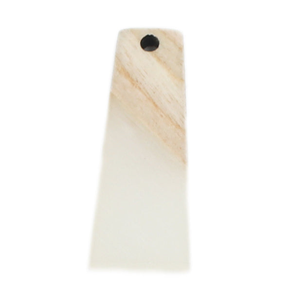 *2* 30x12mm Wood/Resin (Ecru) Trapezoid Pendants