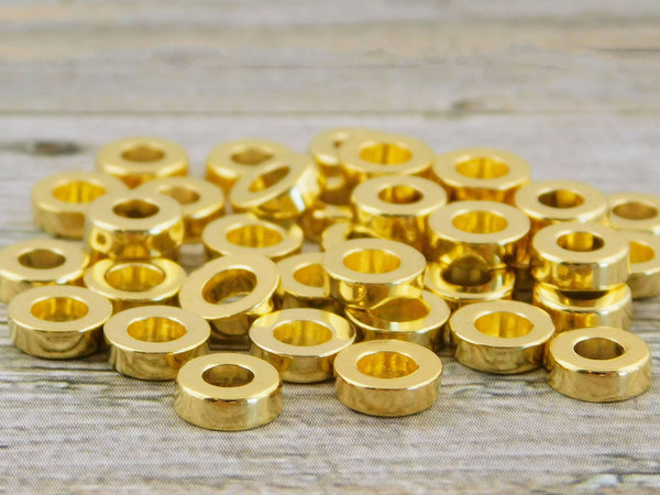 Metal Spacers - Gold Spacer Beads - Gold Spacers - Metal Beads - Spacer Beads - 100pcs - 6x2mm - (1729)